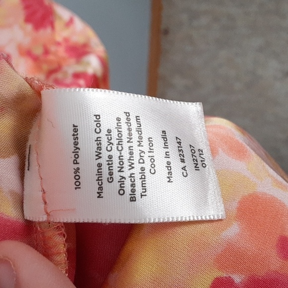 Talbots Cowl Neck Orange Spring Summer Sleeveless Floral Print Dress - Picture 9 of 9